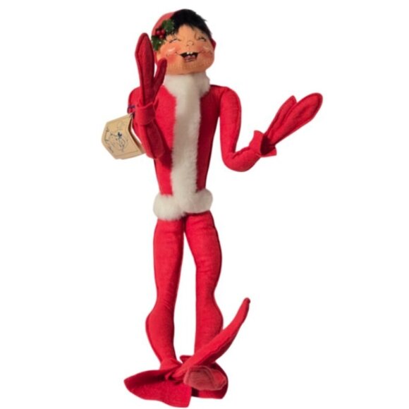 Annalee Dolls Vintage Christmas Swirl Red Elf Code# 7448 Mobilitee Doll (NWT) - Picture 12 of 16